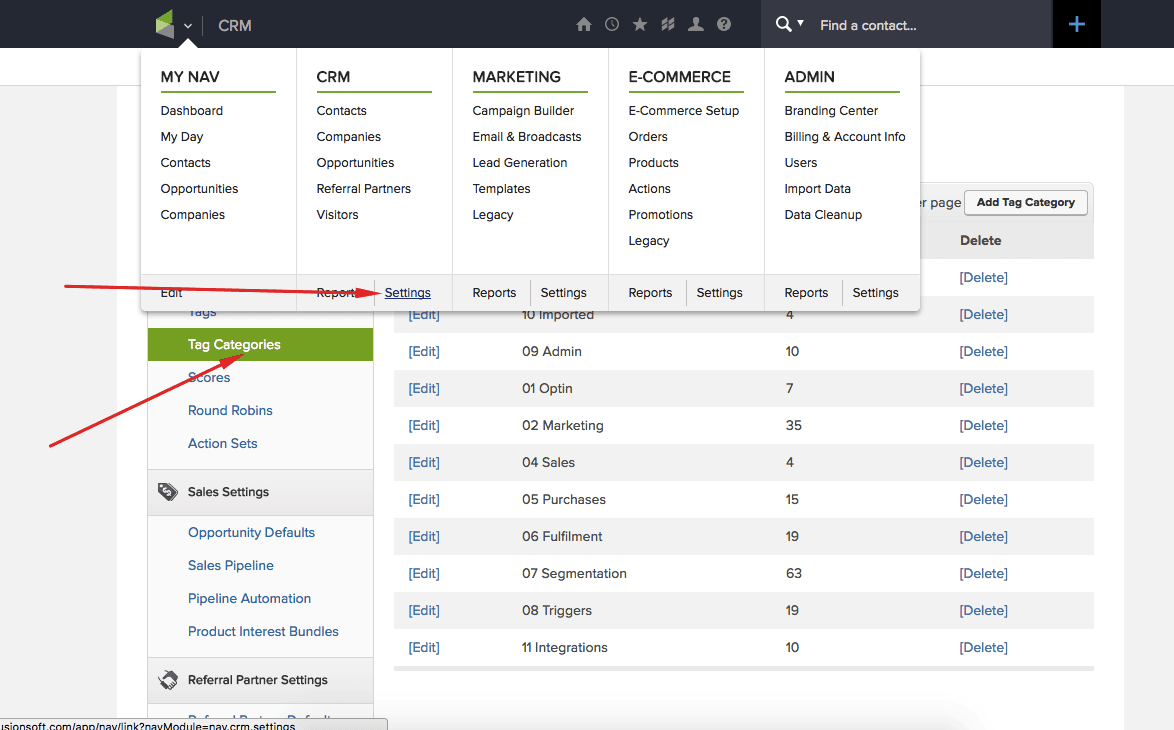 Streamline For Success - Infusionsoft Tag Categories
